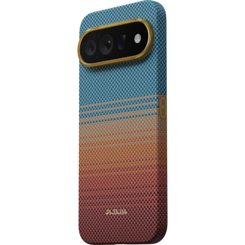 Etui aramidowe Pitaka Ultra-Slim Case do MagSafe, do Google Pixel 11 Pro XL, pomarańczowo-niebieskie z kevlarem (2/5)