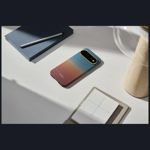 Etui aramidowe Pitaka Ultra-Slim Case do MagSafe, do Google Pixel 11 Pro XL, pomarańczowo-niebieskie z kevlarem (5/5)