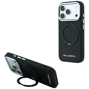 Etui Karl Lagerfeld Ring Stand 360 Saffiano Classic Logo do iPhone 18 Pro Max / 17 Pro Max do MagSafe, czarne