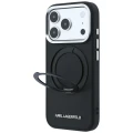 Etui Karl Lagerfeld Ring Stand 360 Saffiano Classic Logo do iPhone 18 Pro Max / 17 Pro Max do MagSafe, czarne