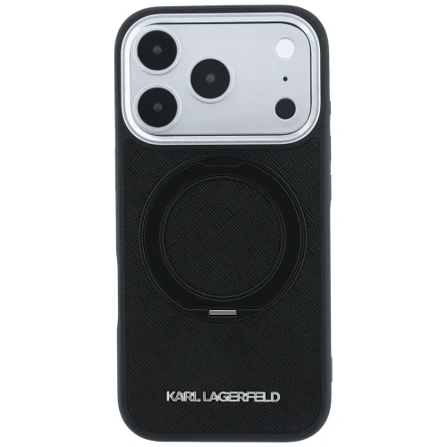 Etui Karl Lagerfeld Ring Stand 360 Saffiano Classic Logo do iPhone 18 Pro Max / 17 Pro Max do MagSafe, czarne