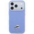 Etui Karl Lagerfeld HardCase Karl and Choupette Head Pin Saffiano do iPhone 18 Pro / 17 Pro do MagSafe, niebieskie