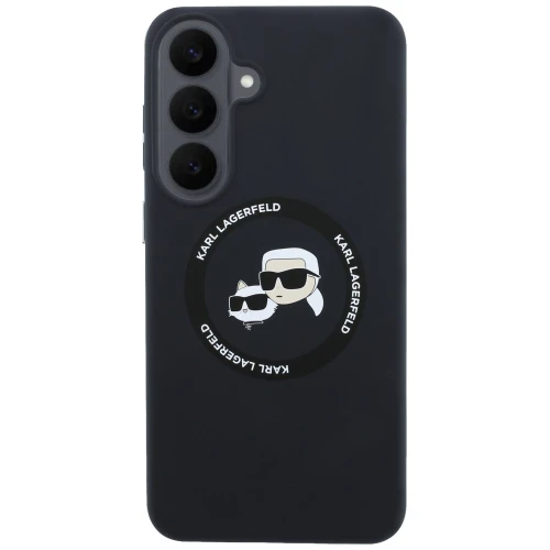 Etui Karl Lagerfeld Hardcase Silicone Karl & Choupette Body Ring do Galaxy S26 FE do MagSafe, czarne
