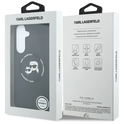 Etui Karl Lagerfeld Hardcase Silicone Karl & Choupette Body Ring do Galaxy S26 FE do MagSafe, czarne