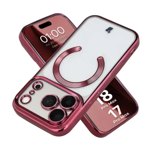 Etui z ochroną aparatu i pierścieniem magnetycznym Bizon Case GuardO do iPhone 18 Pro Max / 17 Pro Max, burgundowe