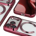 Etui z ochroną aparatu i pierścieniem magnetycznym Bizon Case GuardO do iPhone 18 Pro Max / 17 Pro Max, burgundowe (4/5)