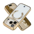 Etui z ochroną aparatu i pierścieniem magnetycznym Bizon Case GuardO do iPhone 18 Pro Max / 17 Pro Max, przezroczysto-złote (1/5)