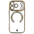 Etui z ochroną aparatu i pierścieniem magnetycznym Bizon Case GuardO do iPhone 18 Pro Max / 17 Pro Max, przezroczysto-złote (2/5)
