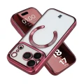 Etui z ochroną aparatu i pierścieniem magnetycznym Bizon Case GuardO do iPhone 18 Pro / 17 Pro, burgundowe (1/5)