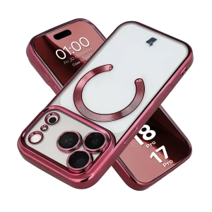 Etui z ochroną aparatu i pierścieniem magnetycznym Bizon Case GuardO do iPhone 18 Pro / 17 Pro, burgundowe
