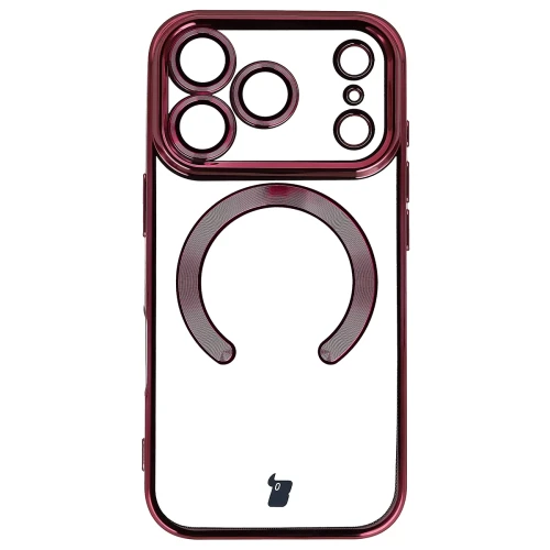 Etui z ochroną aparatu i pierścieniem magnetycznym Bizon Case GuardO do iPhone 18 Pro / 17 Pro, burgundowe (2/5)