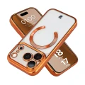 Etui z ochroną aparatu i pierścieniem magnetycznym Bizon Case GuardO do iPhone 18 Pro / 17 Pro, przezroczysto-pomarańczowe (1/5)