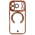 Etui z ochroną aparatu i pierścieniem magnetycznym Bizon Case GuardO do iPhone 18 Pro / 17 Pro, przezroczysto-pomarańczowe (2/5)