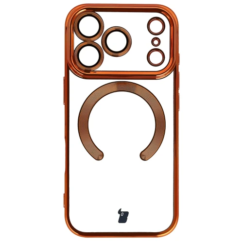 Etui z ochroną aparatu i pierścieniem magnetycznym Bizon Case GuardO do iPhone 18 Pro / 17 Pro, przezroczysto-pomarańczowe (2/5)