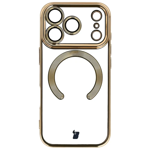 Etui z ochroną aparatu i pierścieniem magnetycznym Bizon Case GuardO do iPhone 18 Pro / 17 Pro, przezroczysto-złote (2/5)
