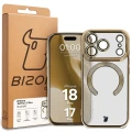 Etui z ochroną aparatu i pierścieniem magnetycznym Bizon Case GuardO do iPhone 18 Pro / 17 Pro, przezroczysto-złote (5/5)
