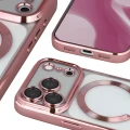 Etui z ochroną aparatu i pierścieniem magnetycznym Bizon Case GuardO do iPhone 18 Pro / 17 Pro, przezroczysto-różowe (4/5)