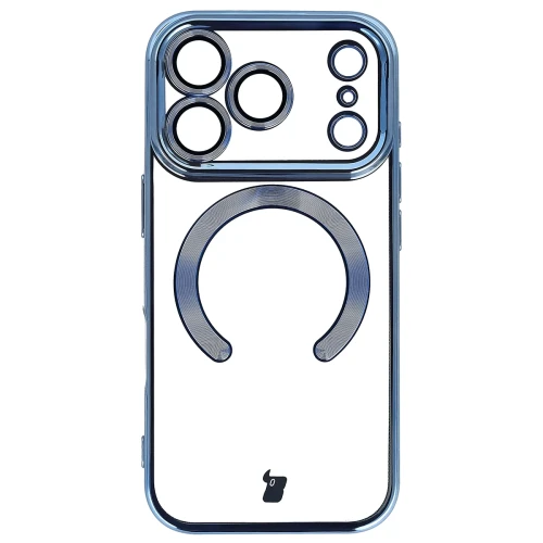Etui z ochroną aparatu i pierścieniem magnetycznym Bizon Case GuardO do iPhone 18 Pro / 17 Pro, przezroczysto-niebieskie (2/5)