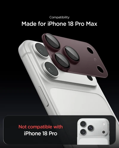 Szkło na aparat Spigen Glas.tR Ez Fit Optik Pro XL 1-Pack do iPhone 18 Pro Max, bordowe (6/15)