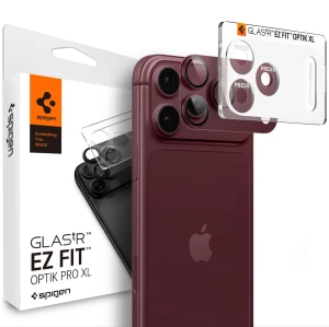 Szkło na aparat Spigen Glas.tR Ez Fit Optik Pro XL 1-Pack do iPhone 18 Pro, bordowe