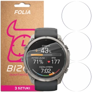 Folia ochronna na ekran zegarka Bizon Watch Film HydroFlex do Garmin Fenix 9 Pro (51 mm), 3 sztuki