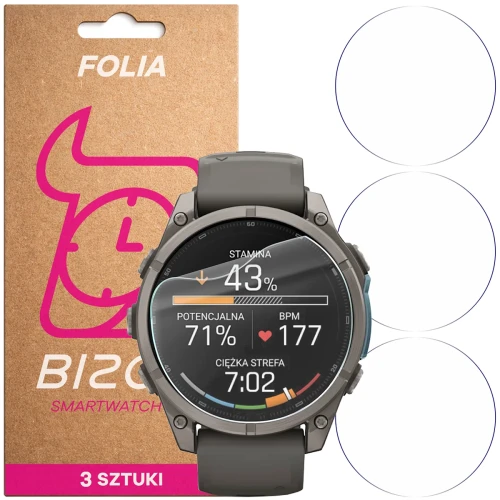 Folia ochronna na ekran zegarka Bizon Watch Film HydroFlex do Garmin Fenix 9 (47 mm), 3 sztuki (1/5)