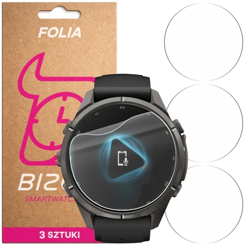 Folia ochronna na ekran zegarka Bizon Watch Film HydroFlex do Garmin Fenix 9 Pro (43 mm), 3 sztuki (1/5)