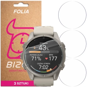 Folia ochronna na ekran zegarka Bizon Watch Film HydroFlex do Garmin Fenix 9 (43 mm), 3 sztuki