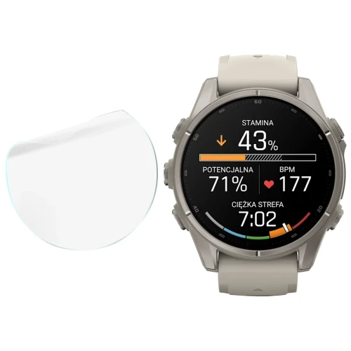 Folia ochronna na ekran zegarka Bizon Watch Film HydroFlex do Garmin Fenix 9 (43 mm), 3 sztuki (4/5)