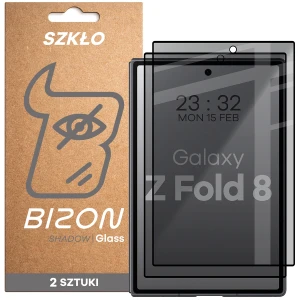 Prywatyzujące szkło hartowane Bizon Glass Edge Shadow Duo do Galaxy Z Fold8, przyciemniane z czarną ramką, 2 sztuki