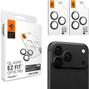 Szkło na aparat Spigen Glas.tR EZ Fit Optik Pro 2-Pack do iPhone 18 Pro Max / 18 Pro, ciemno-szare