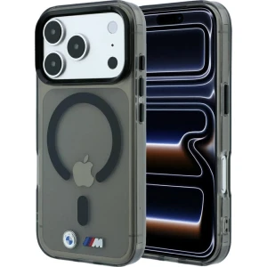 Etui BMW M IML Frosted Metal Logo Trims MagSafe do iPhone 18 Pro / 17 Pro, przezroczysto antracytowe
