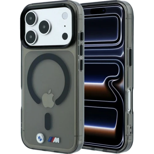 Etui BMW M IML Frosted Metal Logo Trims MagSafe do iPhone 18 Pro / 17 Pro, przezroczysto antracytowe (1/8)