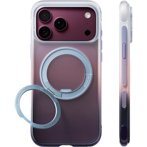 Etui z obrotową podstawką 360° Torras Ostand O3 Air Gradient do MagSafe do iPhone 18 Pro Max / 17 Pro Max, pomarańczowo-fioletowe (9/10)