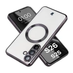 Etui z ochroną aparatu i pierścieniem magnetycznym Bizon Case GuardO do Galaxy S26 FE / S25 FE, przezroczysto-czarne