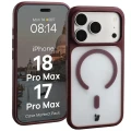 Etui z pierścieniem magnetycznym + szkło hartowane Bizon MatteO Pack do iPhone 18 Pro Max / 17 Pro Max, półprzezroczyste z burgundową ramką (3/9)