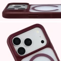 Etui z pierścieniem magnetycznym + szkło hartowane Bizon MatteO Pack do iPhone 18 Pro Max / 17 Pro Max, półprzezroczyste z burgundową ramką (5/9)