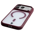 Etui z pierścieniem magnetycznym + szkło hartowane Bizon MatteO Pack do iPhone 18 Pro Max / 17 Pro Max, półprzezroczyste z burgundową ramką (7/9)