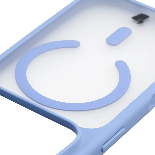 Etui z pierścieniem magnetycznym + szkło hartowane Bizon MatteO Pack do iPhone 18 Pro Max / 17 Pro Max, półprzezroczyste z jasnoniebieską ramką (4/9)