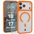 Etui z pierścieniem magnetycznym + szkło hartowane Bizon MatteO Pack do iPhone 18 Pro Max / 17 Pro Max, przydymione-pomarańczowe (1/9)