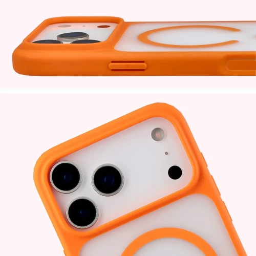 Etui z pierścieniem magnetycznym + szkło hartowane Bizon MatteO Pack do iPhone 18 Pro Max / 17 Pro Max, przydymione-pomarańczowe (5/9)