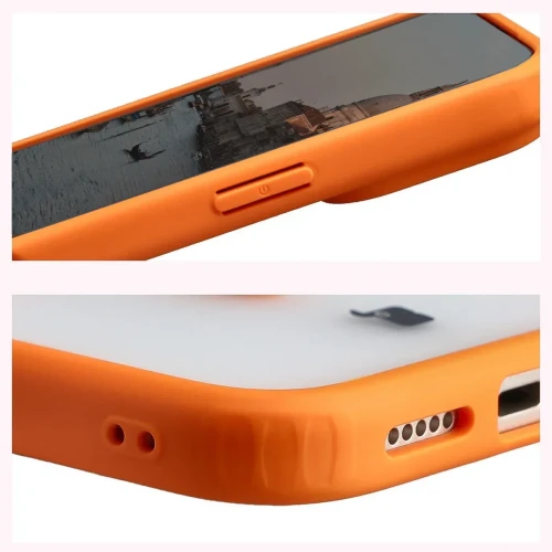 Etui z pierścieniem magnetycznym + szkło hartowane Bizon MatteO Pack do iPhone 18 Pro Max / 17 Pro Max, przydymione-pomarańczowe (6/9)