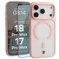 Etui z pierścieniem magnetycznym + szkło hartowane Bizon MatteO Pack do iPhone 18 Pro Max / 17 Pro Max, przydymione-jasnoróżowe (1/9)
