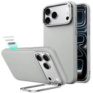 Etui skórzane z podstawką ESR Atelier Kickstand do MagSafe do iPhone 18 Pro / 17 Pro, szare