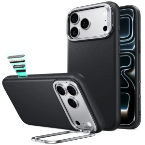 Etui skórzane z podstawką ESR Atelier Kickstand do MagSafe do iPhone 18 Pro / 17 Pro, czarne