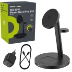 Ładowarka indukcyjna Mobile Origin PowerStand Pro 3in1 do Apple, Qi2 25W, MagSafe, 32.5W, ładowarka GaN 60W, kabel USB-C, czarna