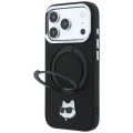 Etui Karl Lagerfeld Ring Stand 360 Choupette Head Pin do iPhone 18 Pro / 17 Pro do MagSafe, czarne
