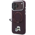 Etui Karl Lagerfeld Ring Stand 360 Karl Choupette Heads Pin do iPhone 18 Pro Max / 17 Pro Max do MagSafe, burgundowe