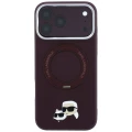 Etui Karl Lagerfeld Ring Stand 360 Karl Choupette Heads Pin do iPhone 18 Pro Max / 17 Pro Max do MagSafe, burgundowe