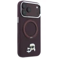 Etui Karl Lagerfeld Ring Stand 360 Karl Choupette Heads Pin do iPhone 18 Pro Max / 17 Pro Max do MagSafe, burgundowe